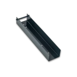 Czarna stalowa ceownikowa podmurówka systemowa z otworami montażowymi – element do ogrodzeń panelowych Arwex.