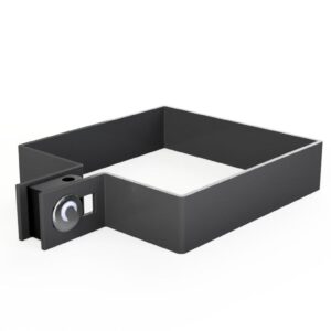 Czarna obejma narożna do ogrodzeń panelowych z elementem montażowym – Arwex Hurtownia akcesoriów ogrodzeniowych