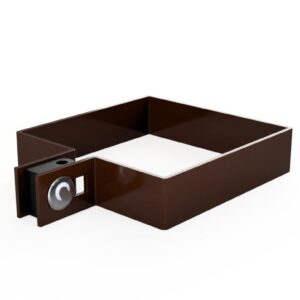 Brązowa obejma narożna do ogrodzeń panelowych z elementem montażowym – Arwex Hurtownia akcesoriów ogrodzeniowych